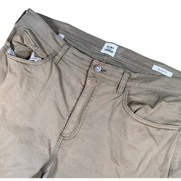 Flint and Tinder Mens Slim Fit Pants 38x34 Green Casual Chinos - Picture 1 of 7